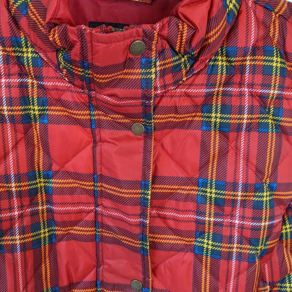 Talbots Red Tartan Plaid Down Puffer Vest - Picture 3 of 8